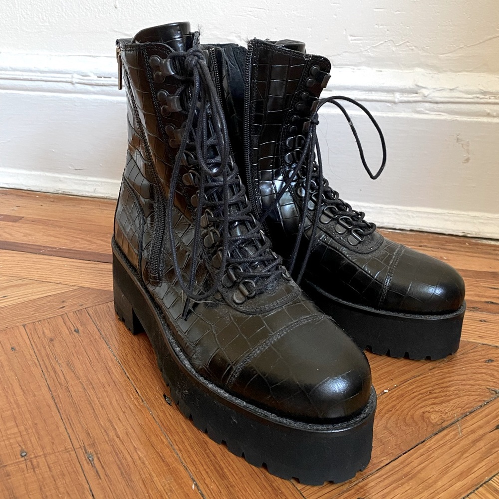The Kooples Chunky Platform Snakeskin Boots